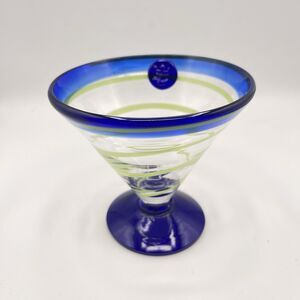 ROYAL CARIBBEAN Kosta Boda Margarita Cobalt Blue Green Martini Swirl Glass